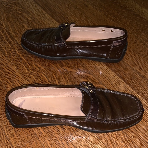 Louis Vuitton Women's Brown Monogram Leather Buckle Strap Loafers - Picture 6 of 13